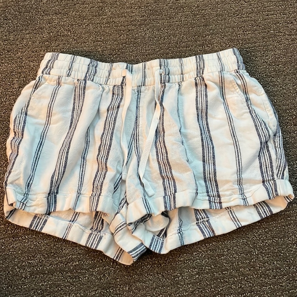 Blue and white striped shorts